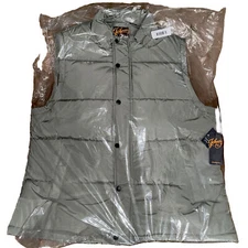 Johnny Bigg Mens 2XL Sage Puffer Outdoors Zip Up/Snap Vest Jacket Lightweight