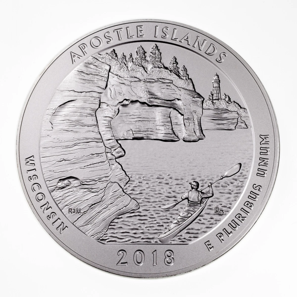 2018 5 Oz. Atb Apóstol Islas Nat 'L Lakeshore Plateado Redondo Con / Caja Y COA