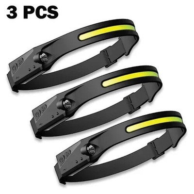 Powerful LED Induction Headlamp XPE+COB Head Flashlight USB Rechargeable Camping