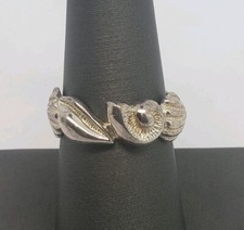 DESIGNER STERLING SILVER NAUTICAL SEA OCEAN SHELLS RING SIZE 8.5