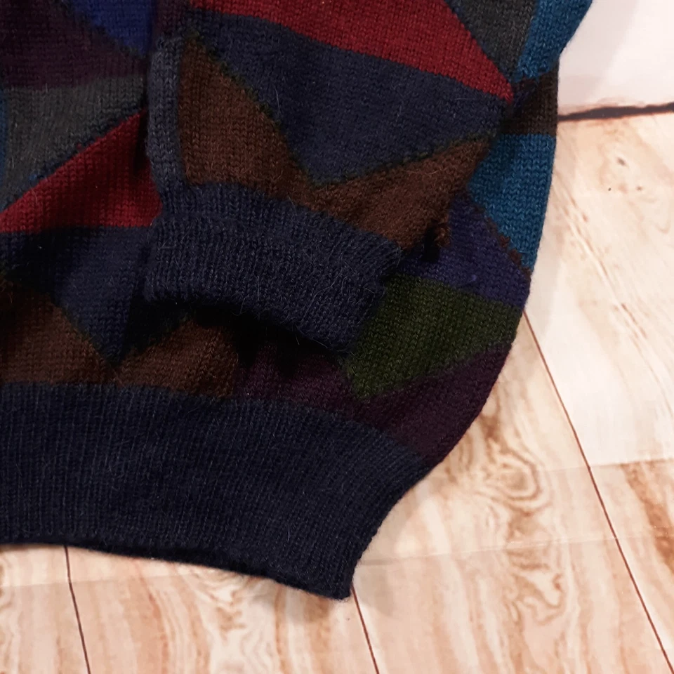 Vintage Peruvian Connection Alpaca Wool Hand Knit Sweater Mens L Geometric Heavy - Image 3 of 4