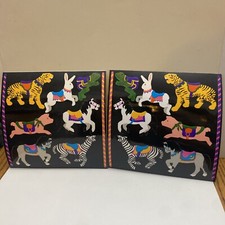 Vintage Mrs Grossmans Lot Of 2-6" x 6" 1990 Julie Cohen Carousel Animals
