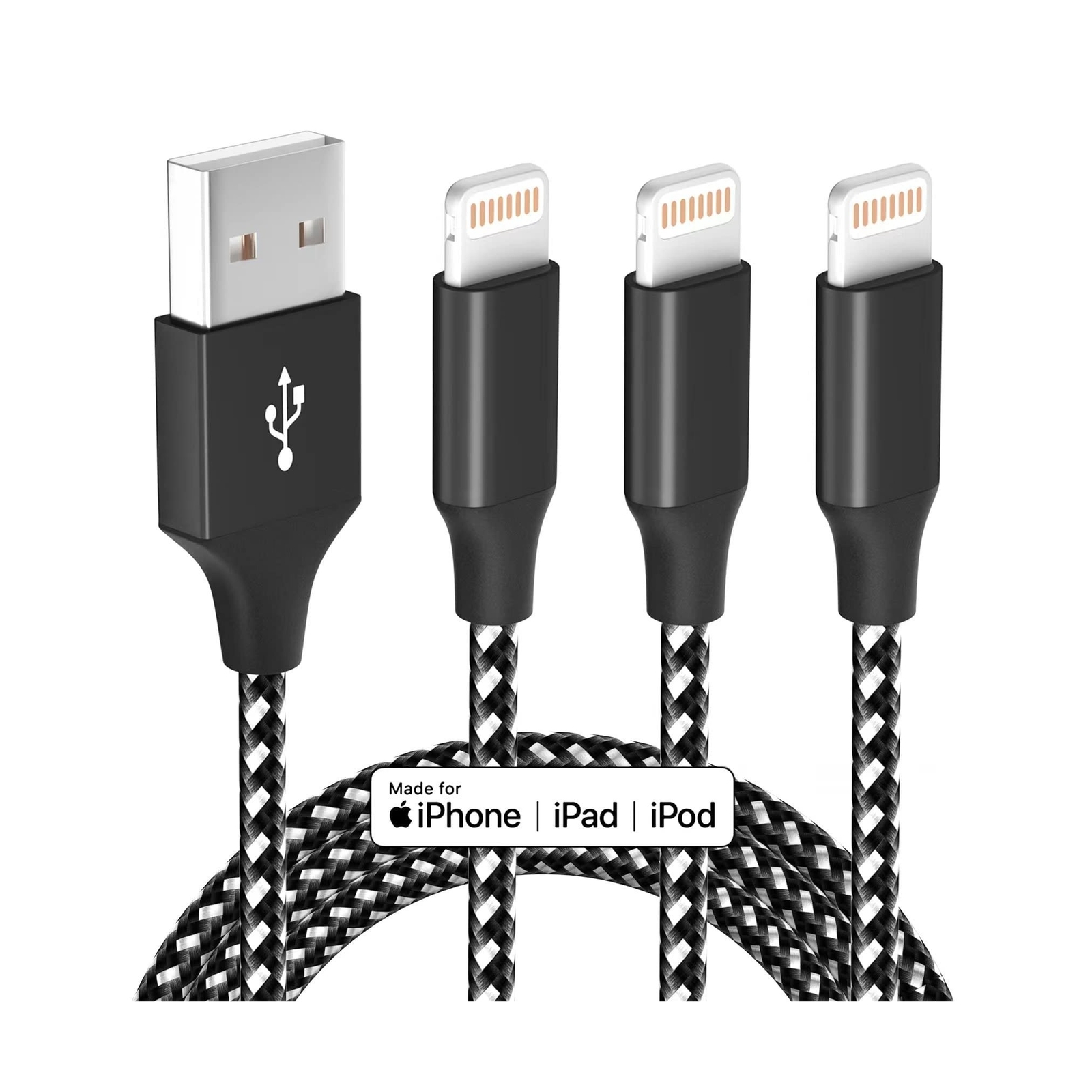 iPhone Charger Cable 3Pack 10 ft MFi Certified Lightning Cable Nylon Braided ...-image