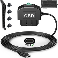 Dash Cam Hardwire Kit OBD2 Type C USB C with OBD Power Cable 12-24V to 5V/3...