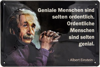geprägtes Blechschild Albert Einstein lustiger Spruch Lebensweisheit 20x30cm