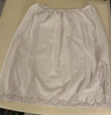 Vintage Sears White Half Slip Dress Skirt Lace Trim Large Lingerie 1980s