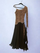 Ballroom dance competition dress smooth, size 6-8, leopard print/black skirt