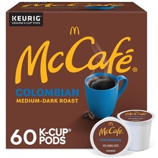McCafe Colombian Single Serve Coffee Keurig K-Cup Pods Medium Roast 60 Count.