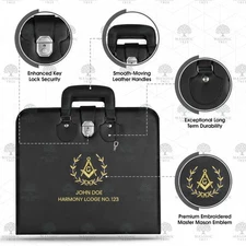 Customized Masonic Grand Master Mason Black Case Embroidered Logo 16x18 inches