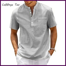 Summer New Men's Casual Slim Fit Polo Shirt Solid Color Breathable Button Short