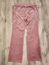 Juicy Couture Pink Velour Sweatpants Large Rhinestone Logo Wide Leg Y2K Sz Large