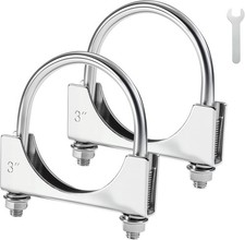 2PCS 3" Stainless Steel U Bolt Exhaust Clamp, Saddle Style