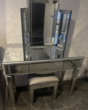 Mirrored Dressing Table Matching Stool and Mirror Bedroom Furniture