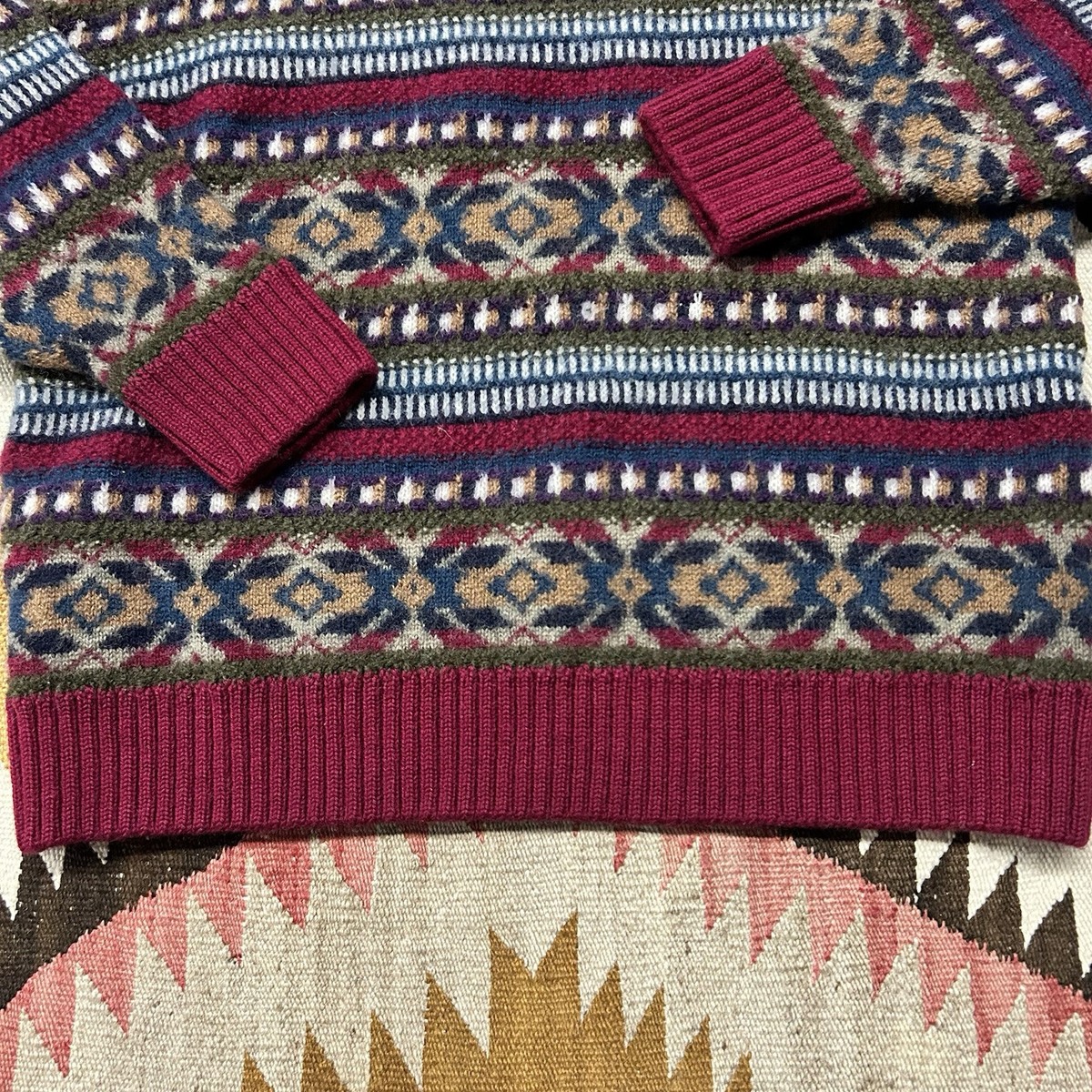 Vintage Pendleton Virgin Wool Nordic Tribal Style Knit Sweater Sz