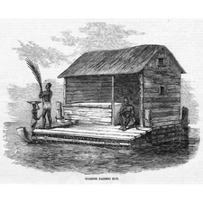 THAILAND/SIAM A Siamese Bamboo Hut - Antique Print 1857