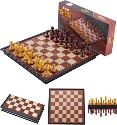 Travel Chess Set, 10 Inch Magnetic Chess Board with 2 Extra Queen Portable Foldi