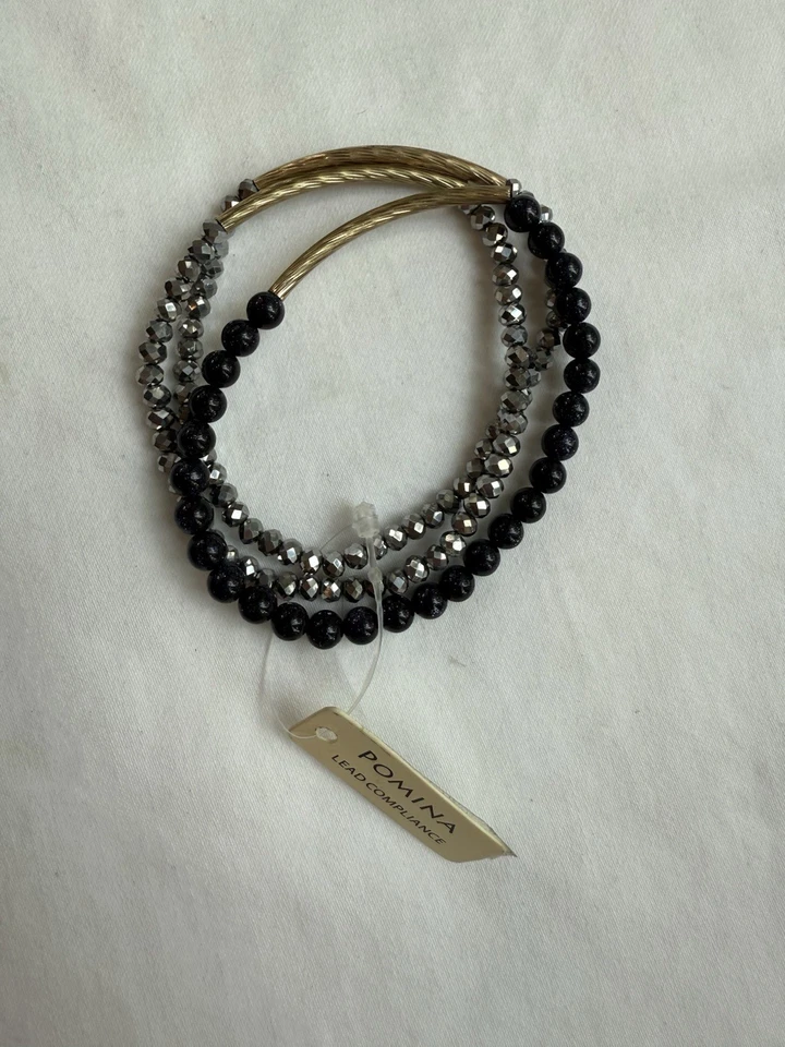 三件套全新金色串珠弹力手链  — 第 3/4 张图片