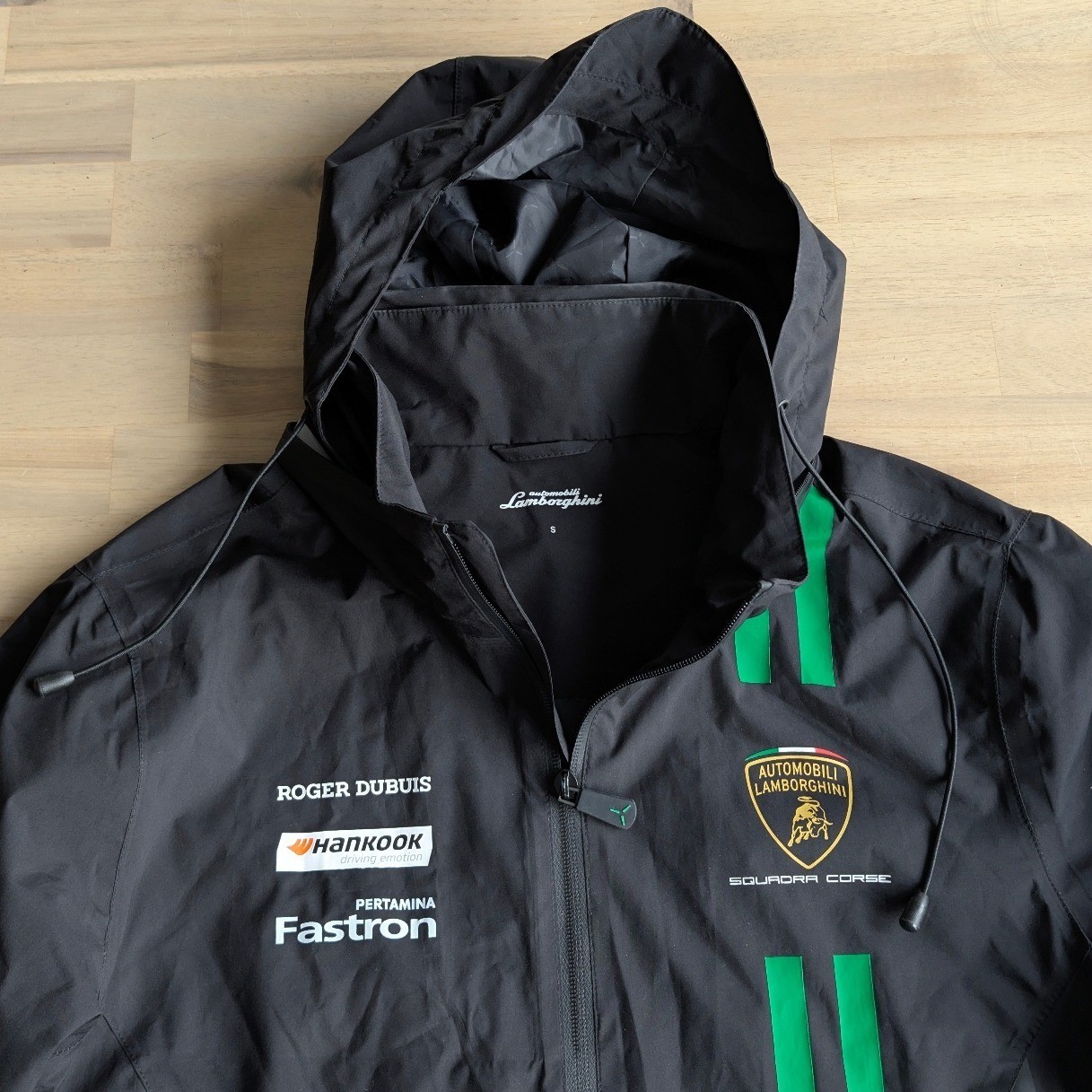 Lamborghini Squadra Corse Mens Racing Team Jacket Black Green Windbreaker Small image 2