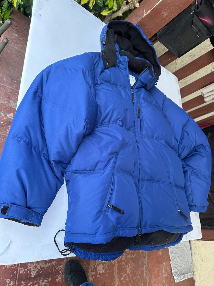 Vintage Y2K OLD NAVY Down Puffer Heavy Coat w Detachable Hood Blue Men’s XXL EUC - Image 3 of 4