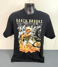 Hanes Mens Garth Brooks World Tour 2014 Graphic T-Shirt Black Large FLAW
