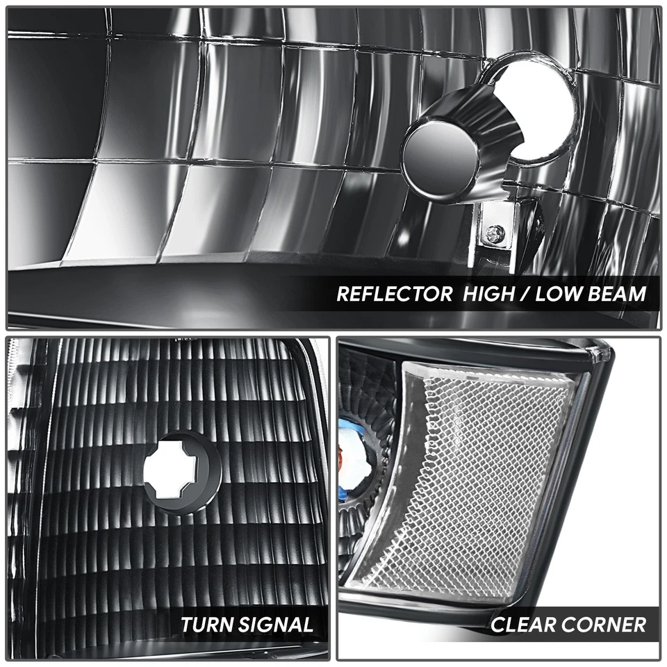 [Switchback L-LED DRL] Para 92-96 Ford F150-F350 Bronco Faros Negro/Claro Foto 3 de 4