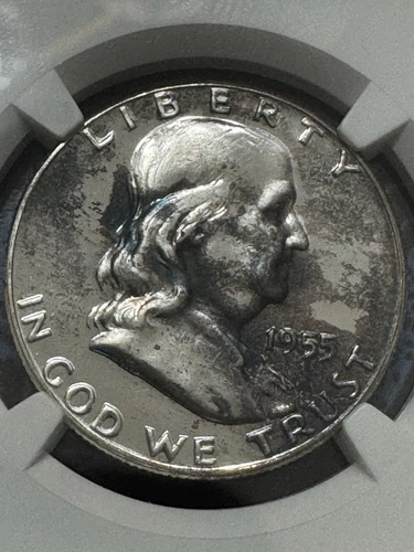 1955 Franklin Half Dollar, NGC Proof 66, Blue Toning! Free shipping