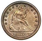 1874-S 25C Arrows Liberty Seated Quarter ANACS SOAPBOX AU55