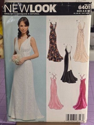 New Look Wedding Dress Pattern 6401 Size 8-18 Uncut FF