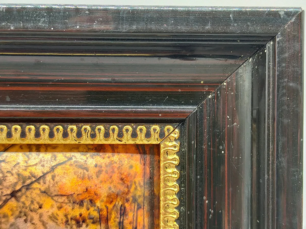 Limoges Emaille Kunst von Pierre Bonnet – Miniatur Herbstlandschaft