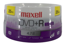 Maxell 25 Pack DVD+R 16X Disc Blank Media 4.7...