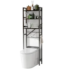 Over The Toilet Storage Cabinet, Metal 3 Tier Bathroom Black Upgraded Version