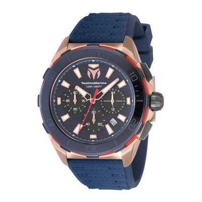 TechnoMarine Seven Seas Men s Watch 44mm Dark Blue Dial Silicone Band  TM-725025