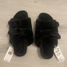 Marks & Spencer Ladies Black Buckle Mule Slippers Size 8 Vegan