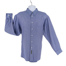 Banana Republic Dress Shirt Mens Size L Blue Geometric 100 Cotton Point Collar