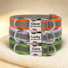 Personalized Nylon Reflective Dog Collar with Pet Name ID Tag for Cats Dogs