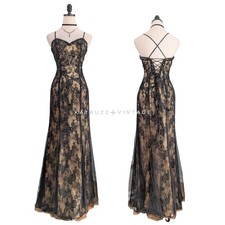 Y2K Prom Dress Maxi Gown S Black Corset Lace Vintage Goth Princess Glam Classic