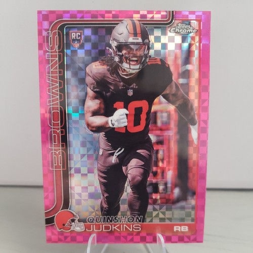 2025 Topps Chrome #325 Quinshon Judkins Hot Pink X-Fractor