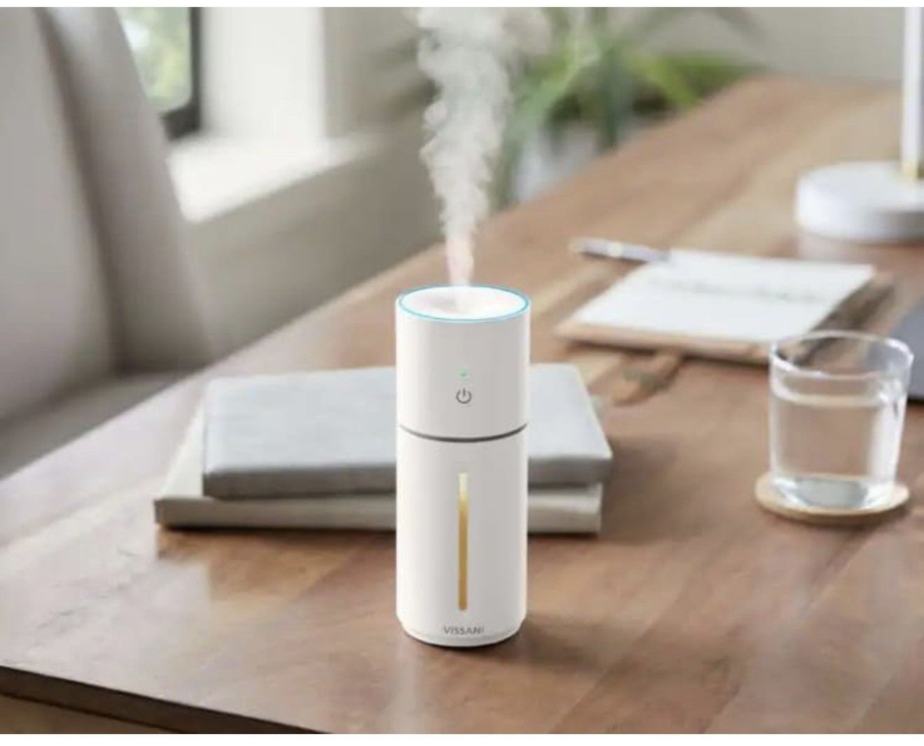 Portable Humidifier, White, USB-C Charging, Cool Mist, 10 Ho
