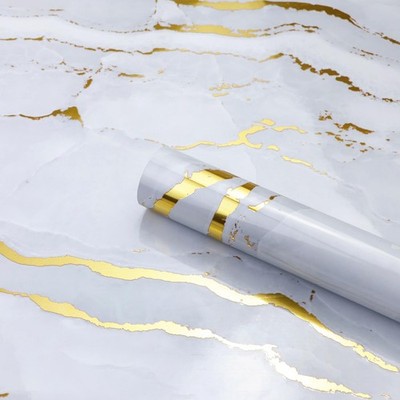 SOON AFTER Gold Marble Contact Paper Glossy Thick Peel and Stick Wallpaper Wa...