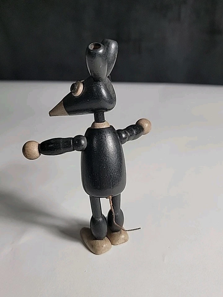Ratón Jaymar Ignatz aprox. Figura de juguete articulada de madera de 1930 5,5" Krazy Cat Mickey Foto 2 de 4