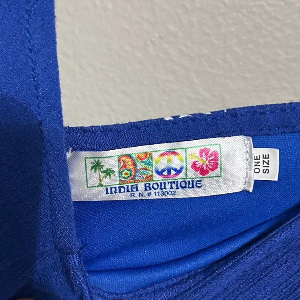 Vestido Boutique India Talla Única Estampado de Peces Azul Correa de Espagueti Pañuelo Dobladillo Foto 4 de 4