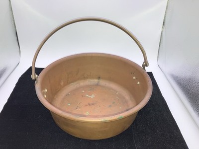 Vintage Copper Apple Butter Candy Jelly Jam Pot w/Swing Handle