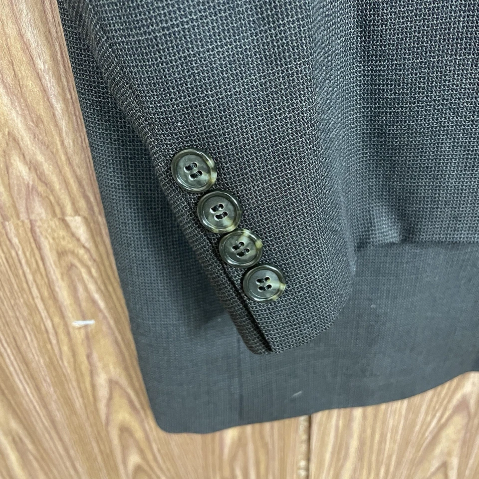 Jeffrey Banks Blazer Jacket Mens 48L Green Solid 100% Wool Three Buttons - Image 4 of 4