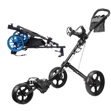 3-Rad Golftrolley Golfwagen Golfcaddy Golf Push Cart Schiebewagen + Halter