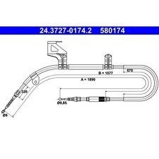 ATE 24.3727-0174.2 Seilzug Feststellbremse für VW PASSAT 3B2 3B3 3B5 3B6