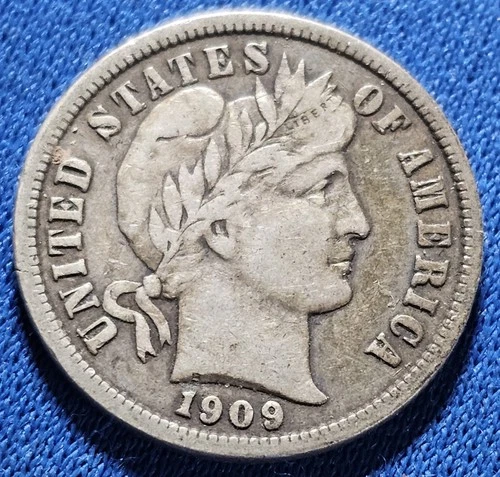 A 1909 D Barber Liberty Head Dime. Better Date, Nice Condition