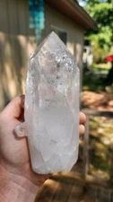 Large clear Arkansas quartz scepter w/rainbows 