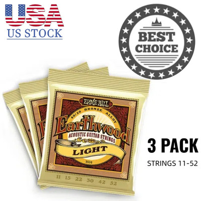 3 SETS ERNIE BALL 2004 EARTHWOOD LIGHT ACOUSTIC GUITAR STRINGS 11-52