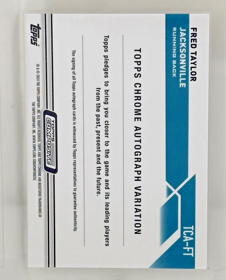 2023 Topps Chrome Football Fred Taylor Auto Gold /50 Jacksonville Jaguars - Image 2 of 2