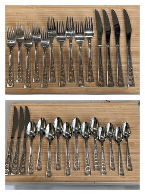26 Pieces Oneida APOLLO Stainless 18/10 Pierced Circles Glossy Silverware